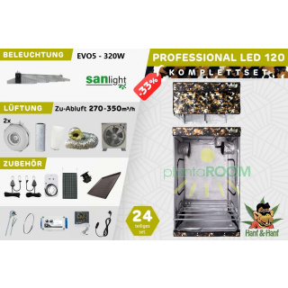 Growzelt Komplettset - Professional Black LED - 120 x 120 x 240cm